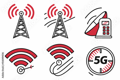 Set of 16 5G Technology Icons Speed Antenna Phone and Network Symbols