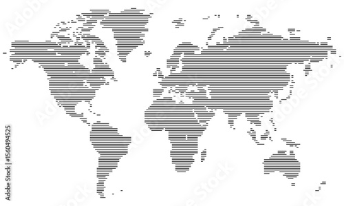 A horizontal abstract world map built using dotted points and geometric shapes. Global lines define the layout. Ideal for cyber or business oriented content visuals.