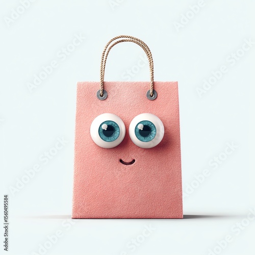 Smiling bag with big eyes, playful and whimsical design.