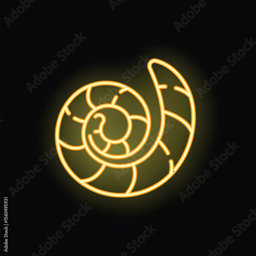 Neon effect illuminating a nautilus shell, evoking concepts of marine life, nature, and decoration