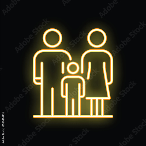Neon sign depicting a family standing together, symbolizing the importance of family bonds and unity