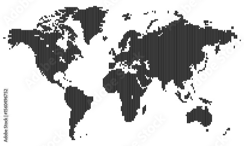 Modern vertical layout of the planet earth shown through geometric lines. Includes all major continents like Europe and South America. A design perfect for business infographics.