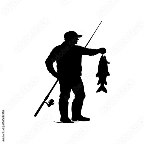 A Man is Enjoying Catching Fish in the Lake.