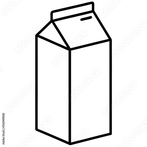 Simple black line drawing of a milk carton with the top flap open