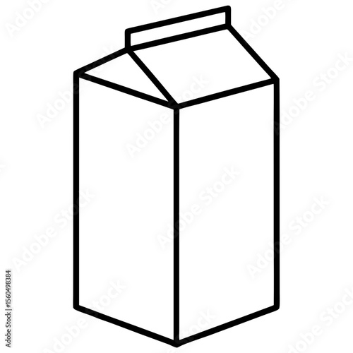 Simple outline drawing of a milk carton with an open top on a white background