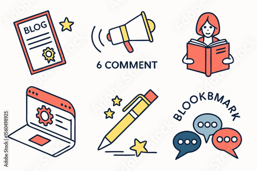 Sixteen Blog Icons Comment Share Bookmark and More