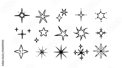 Hand-drawn Sparkling Stars A Collection of Twinkling Starburst Illustrations