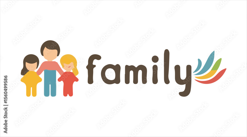 Fototapeta premium Symbolic vector elements of parents and kids for family-themed graphics.
