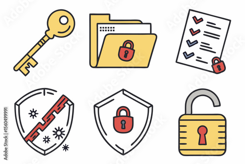 Sixteen Encryption Icons Keys Secure Files and More