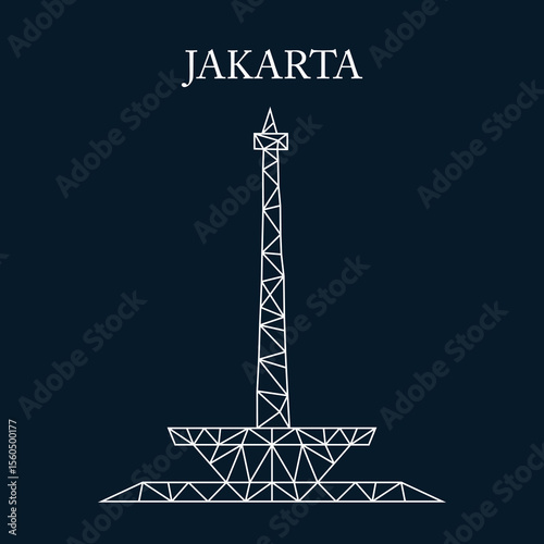 Monas in polygonal low poly Vector. Monas in polygon line art