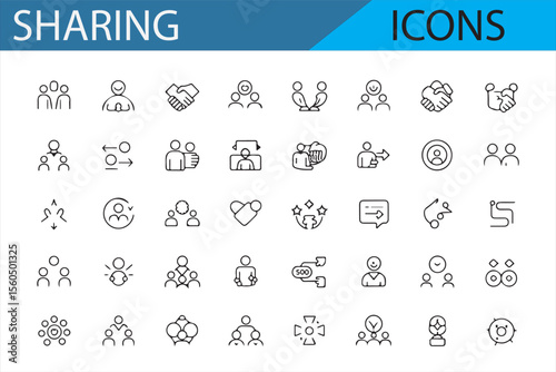 Collection of vector symbols for sharing, social networking, and business communication.