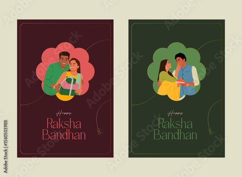 Happy Raksha Bandhan lettering, an Indian festival of brother and sister bonding celebration, editable vector illustration, Raksha Bandhan Banner set 