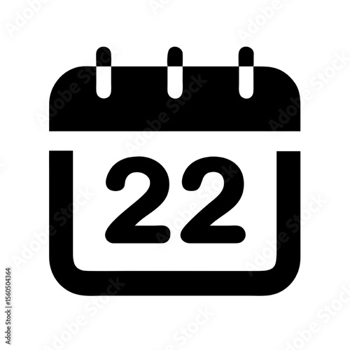 Date Icon: A simple and clean date icon features a minimalist design, the number 22 is displayed on the calendar's face, providing a clear representation of a specific date.