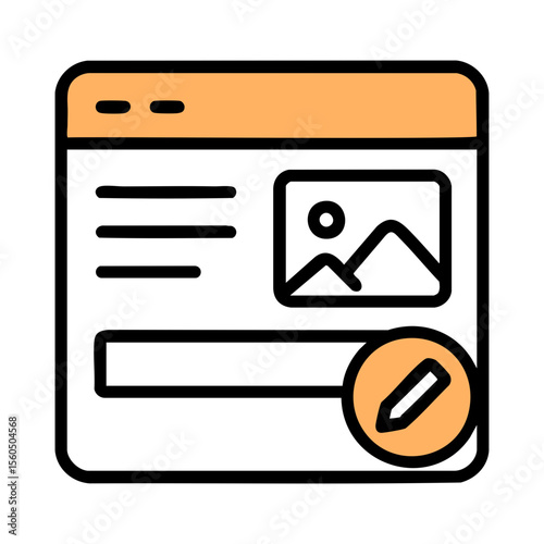 Outline icon of content creation dashboard for blog or website editing