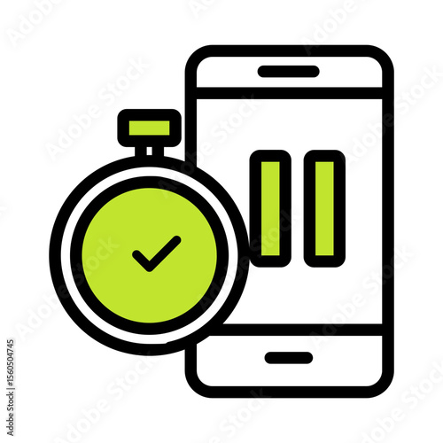 Outline icon showing screen time timer and digital detox concept