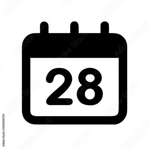 Clean Minimalist Calendar Icon Day 28 Illustration