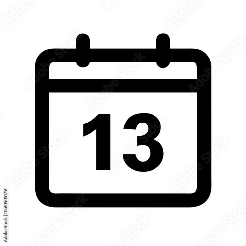 Clean Flat Calendar Icon Number Thirteen Design
