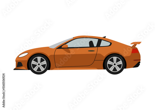 orange luxury sports car isolated on white, a fast and stylish automotive design