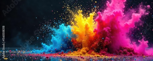 Vibrant Color Powder Explosion Chaotic Beauty of Destruction and Vivid Hues