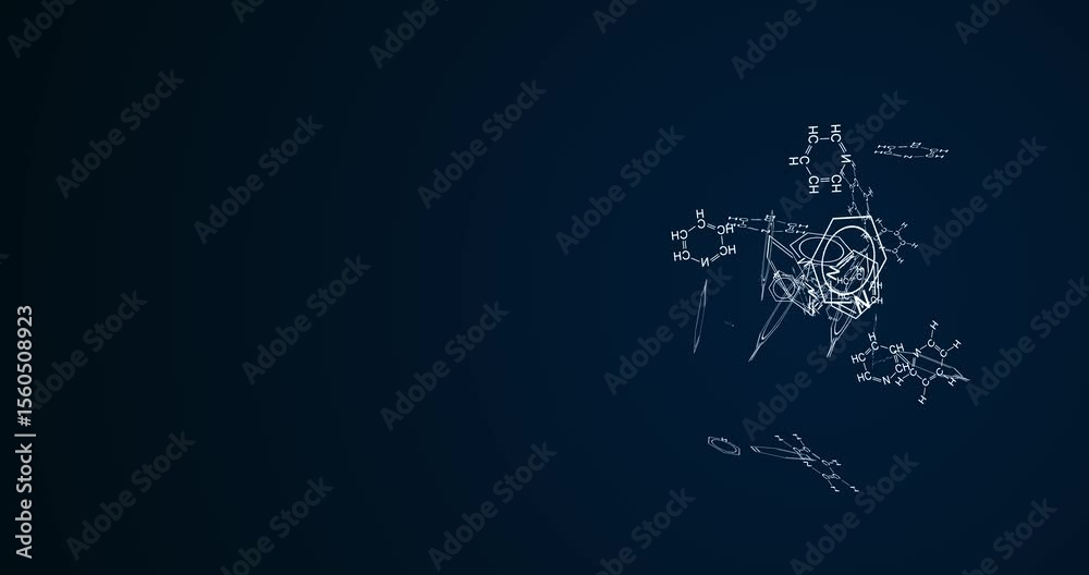 Scattering different variants of the design of the structural formulas of pyridine. Chemical fantasies. Abstract animation.