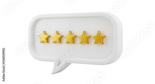 Five Golden Stars In A White Speech Bubble Isolated Transparent Background