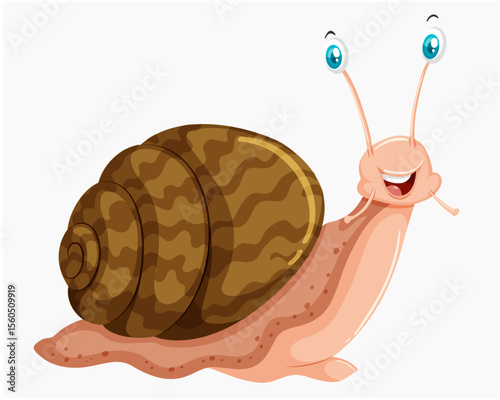 Cute Smiling Garden Snail Vector Illustration