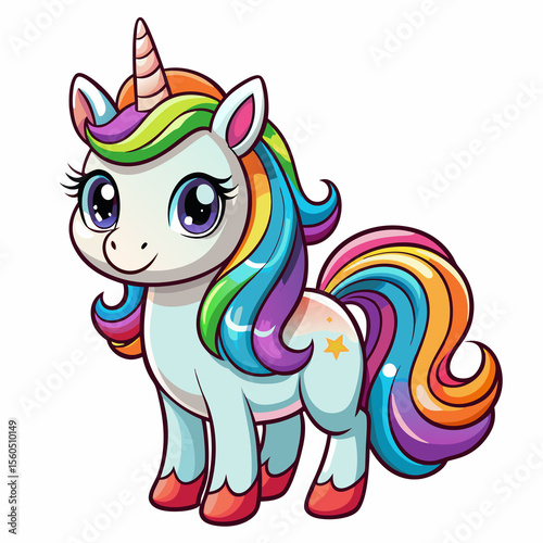 Bright Colorful Rainbow over Clear Blue Sky