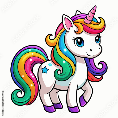 Cute Doodle Style Rainbow in Pastel Colors