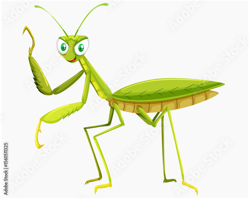 Green Praying Mantis Insect Vector Illustration
