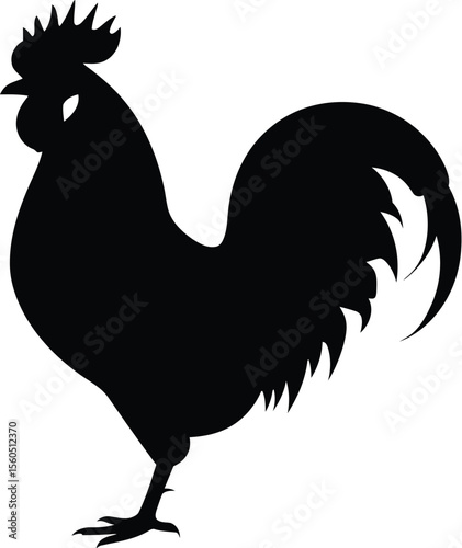 Majestic rooster silhouette farm animal illustration