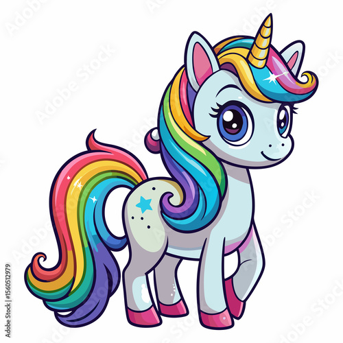 Bright Colorful Rainbow over Clear Blue Sky