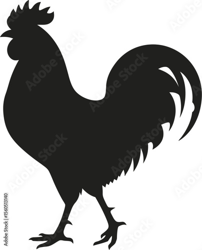 Majestic rooster silhouette farm animal illustration