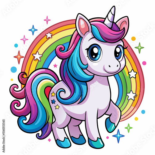 Cartoon Rainbow for Nursery or Baby Print