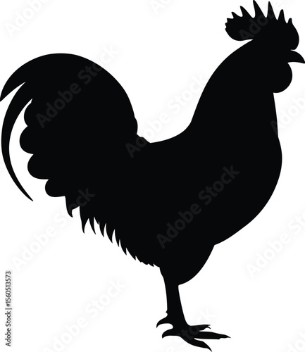 Majestic rooster silhouette farm animal illustration
