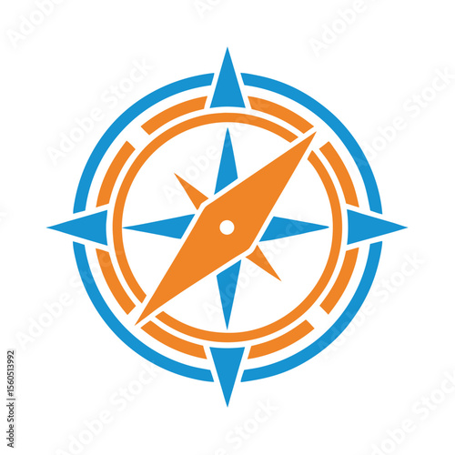 Orange blue compass navigational tool graphic direction travel