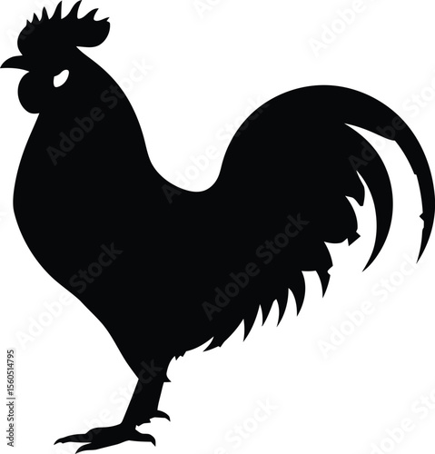 Majestic rooster silhouette farm animal illustration
