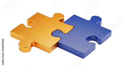 Interlocking Puzzle Pieces Orange And Blue Colors Representing Teamwork And Problem Solving Isolated Transparent Background