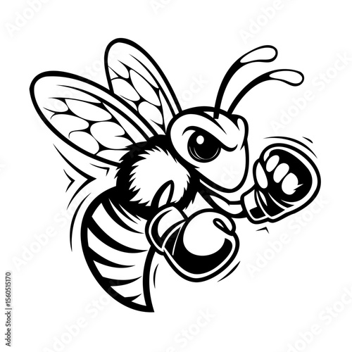 A bee wearing boxing gloves ready to fight on fighter