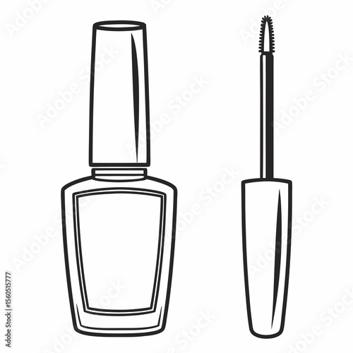 Elegant nail polish and mascara packaging design for beauty branding