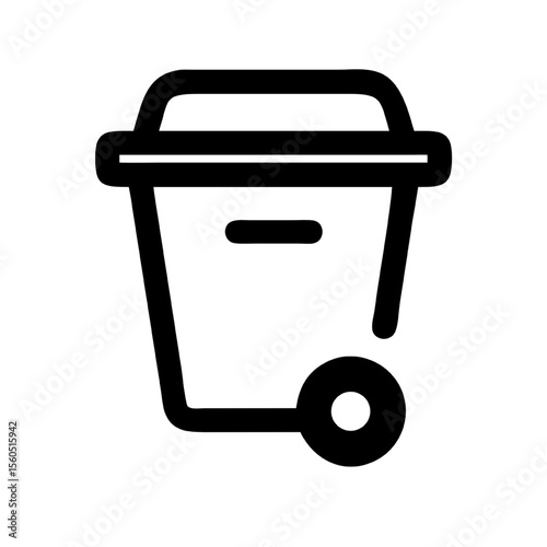 Wheeled Trash Bin Icon Clean & Simple Vector Illustration