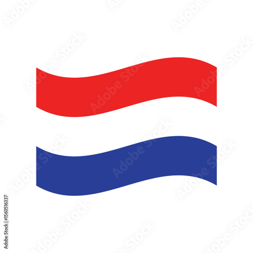Wavy Netherlands Flag Icon in Flat Minimal Vector