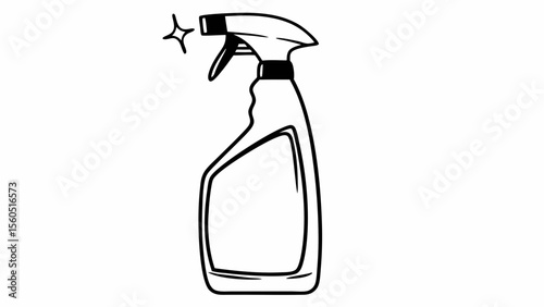 Sleek spray bottle design for cleaning solutions in minimalist outline