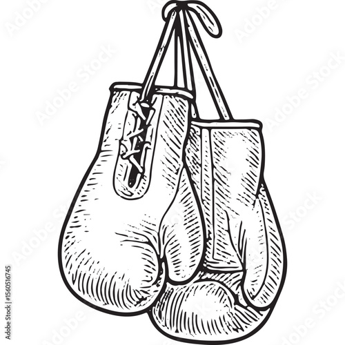 Close-up sketch of a pair of boxing gloves, suited for gear focus