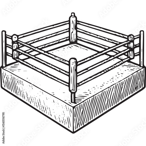 Detailed drawing of a boxing ring, perfect for match scene art