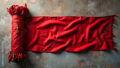 A nicely coiled red flag following Ashura ceremonies
