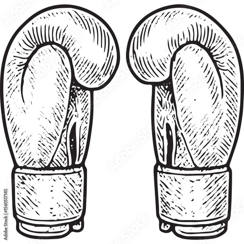 Close-up sketch of a pair of boxing gloves, suited for gear focus