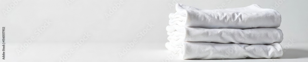 Obraz premium Stack of Freshly Laundered White T-Shirts Soft, Crisp Cotton Fabric Ready to Wear
