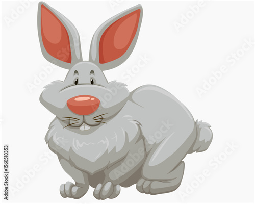 Cute Grey Rabbit Hare Cartoon Illustration