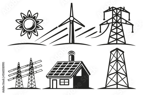 windmill and wind farm