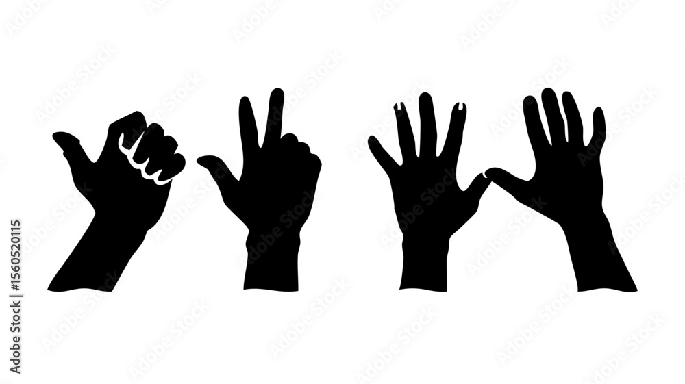 Obraz premium Hand Gestures A Collection of Silhouette Illustrations